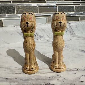 Vintage Long Neck Dog Salt & Pepper shakers set Anthropomorphic stretched dogs